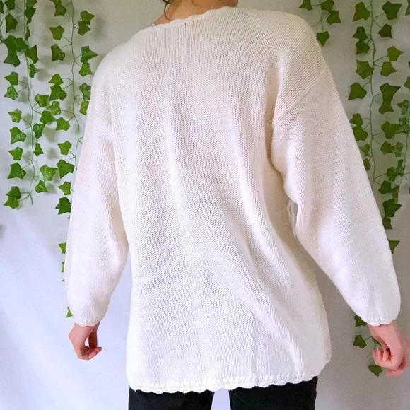 Vintage 80s cottagecore grandmacore cable knit sweater - Picture 4 of 4